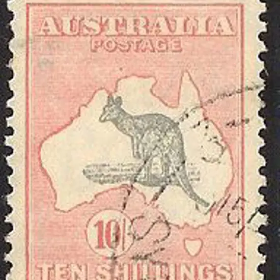 1932 10/- grey & pink kangaroo. Fine used but ...