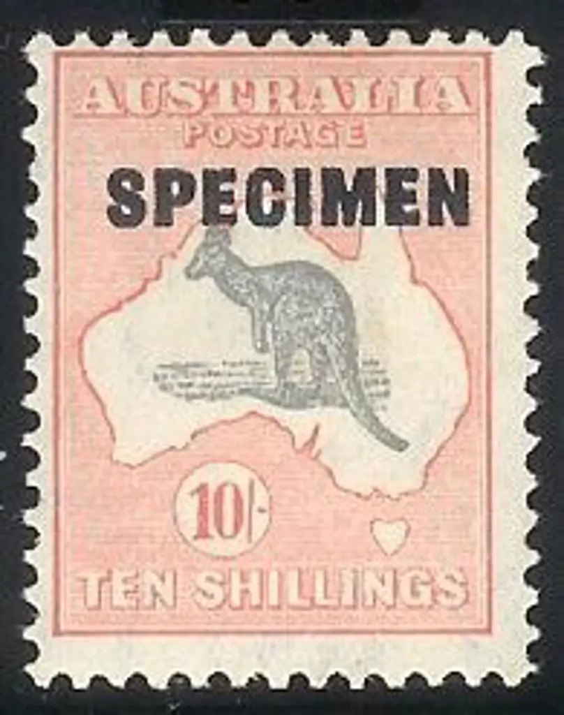 1932 10/- grey & pink kangaroo overprinted ... Image 1++