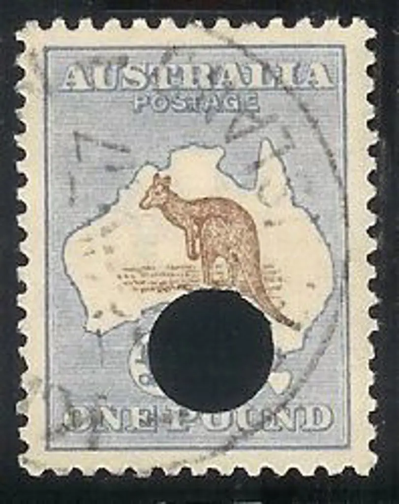 1916 £1 chocolate & dull blue kangaroo with the ... Image 1++