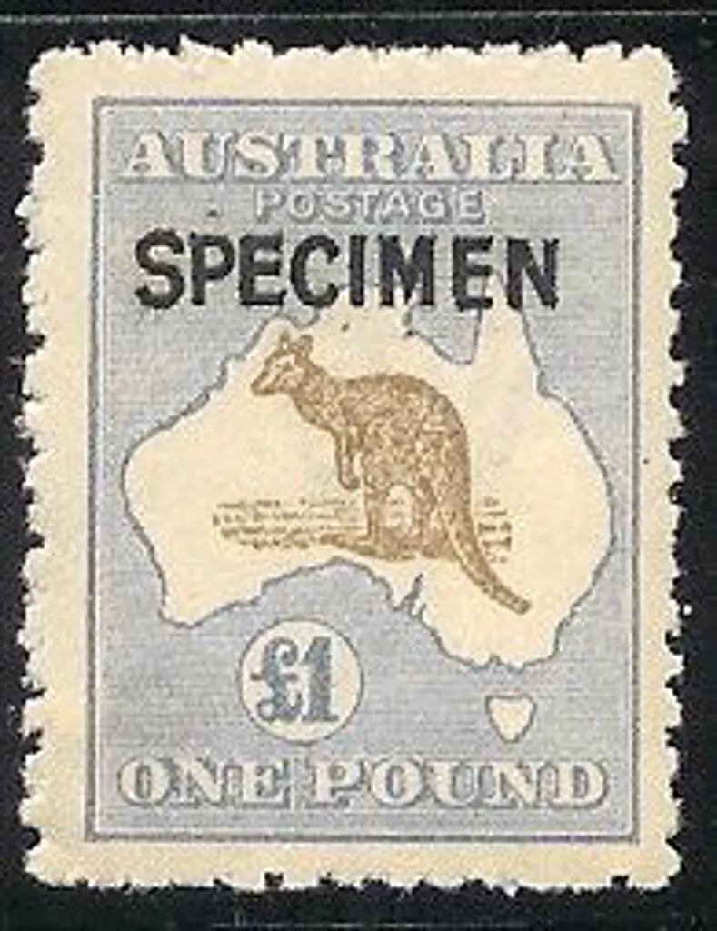 1916 £1 bistre-brown & bright blue kangaroo ovpt ... Image 1++