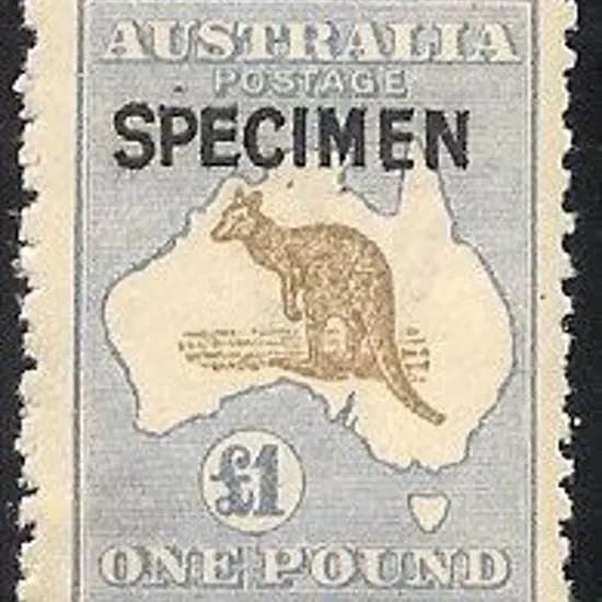1916 £1 bistre-brown & bright blue kangaroo ovpt ...