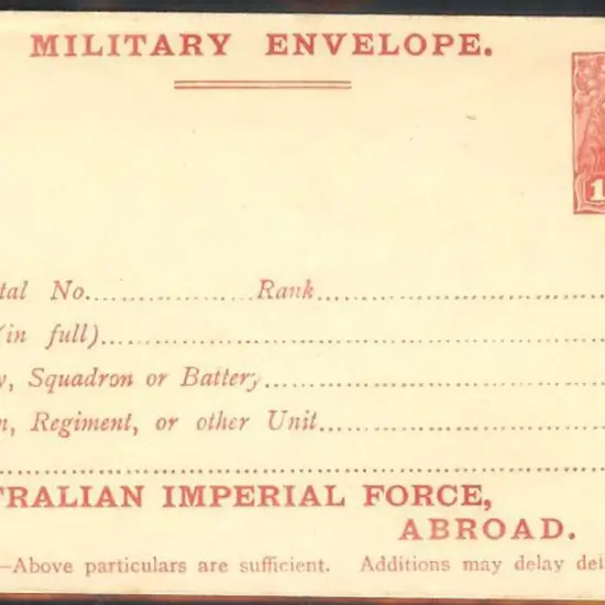 1916 WWI postal stationary 1d KGV die I sideface ...