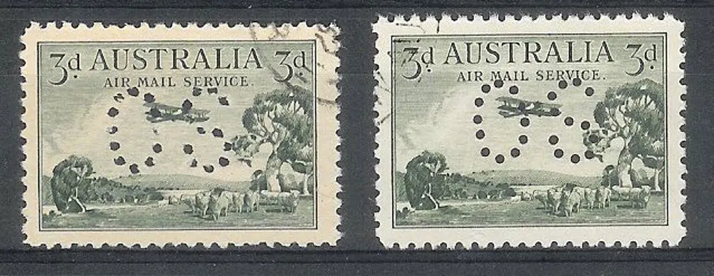 1929 3d Airmails with both frame sizes punctured ... Image 1++