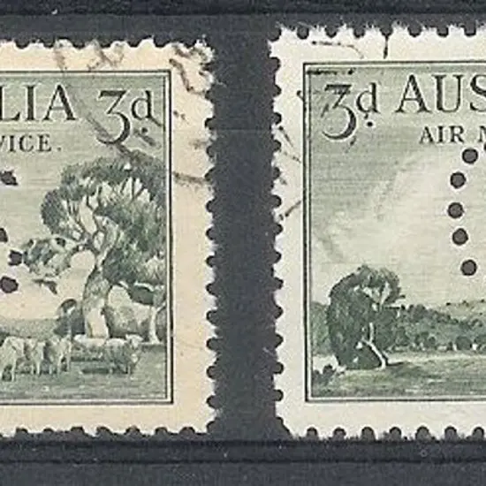 1929 3d Airmails with both frame sizes punctured ...