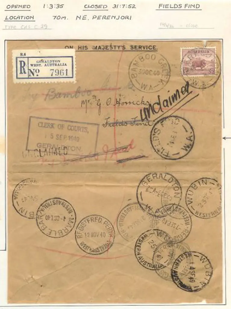 1940 (30th Oct) OHMS Clerk of Courts Geraldton ... Image 1++