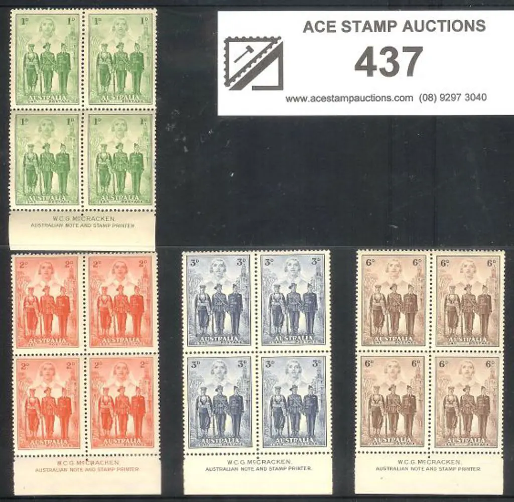 1940 AIF set of 4 to 6d in McCracken imprint ... Image 1++