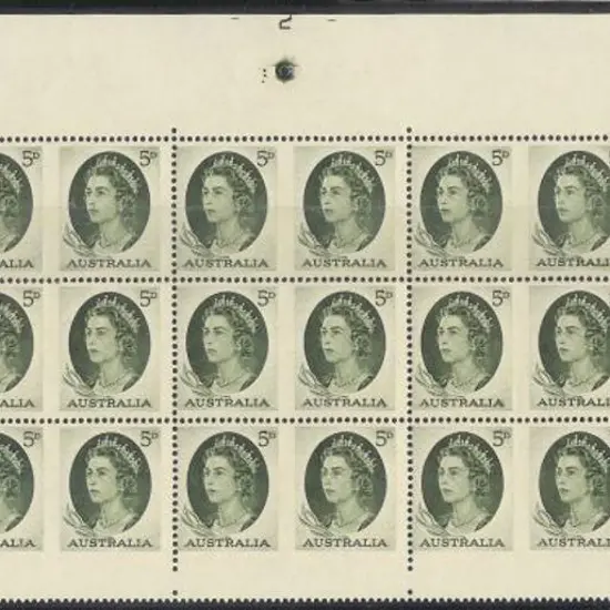 1963 5d green ''imperf between'' booklet sheet ...