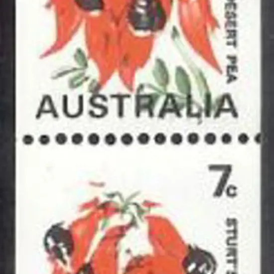 1971 7c Sturt Desert Pea with buff omitted & green ...