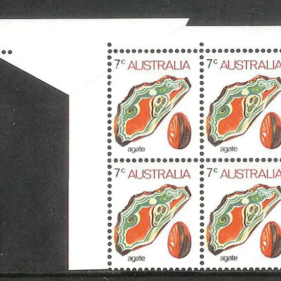1973 7c Agate block of 4 with perforation error ...
