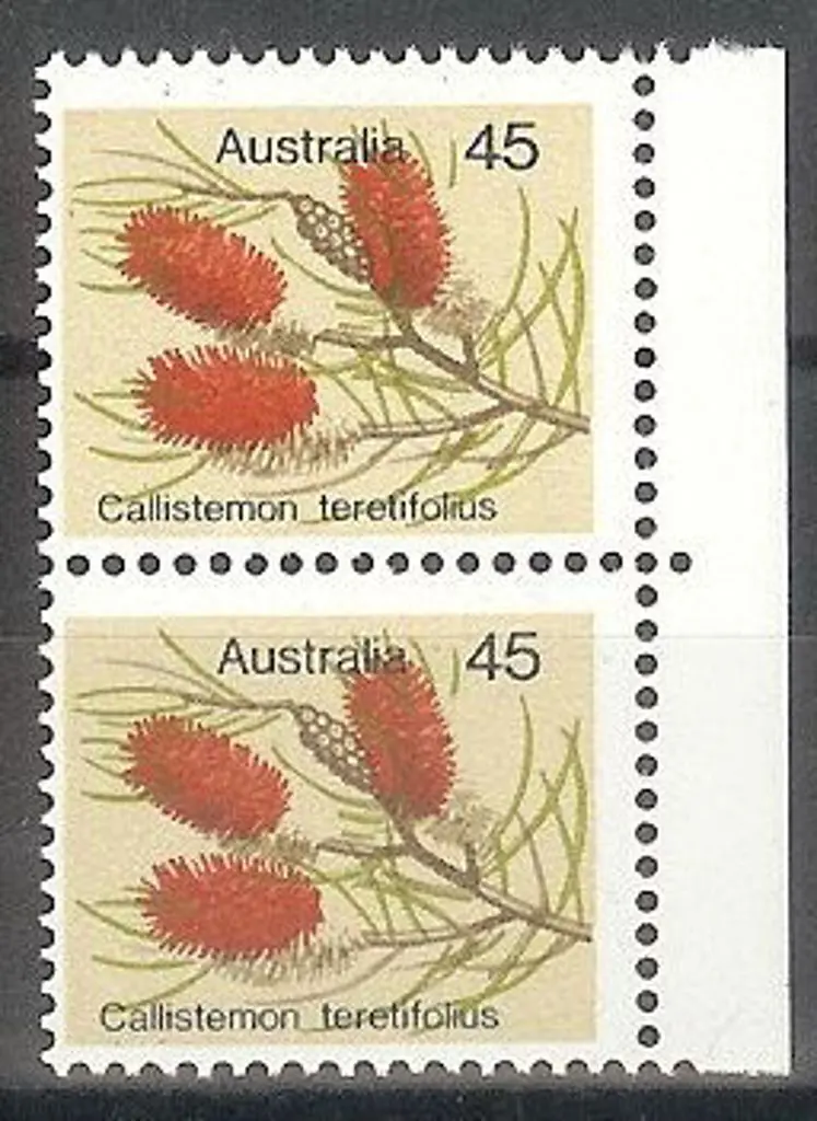 1975 45c Wildflower with misplaced dull vermilion ... Image 1++