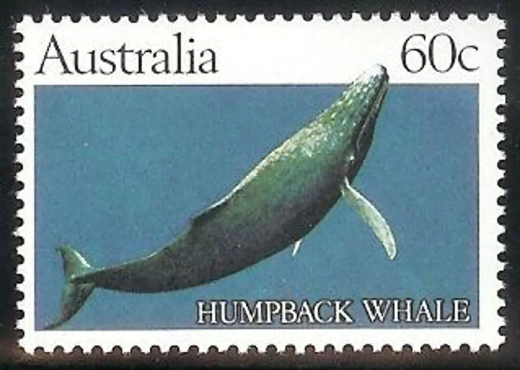 1982 60c Humpback Whale trial printing with solid ... Image 1++