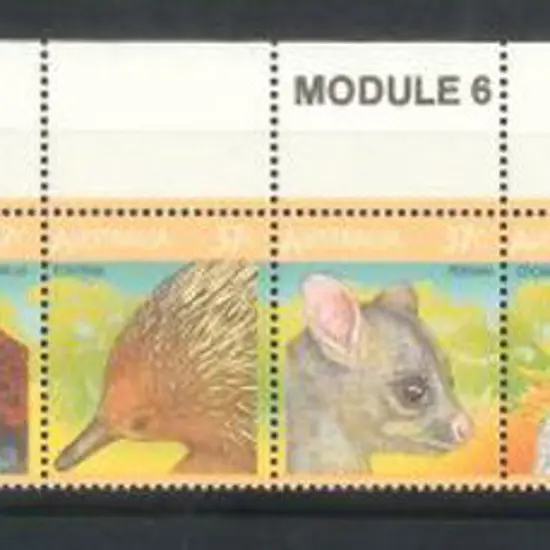 1987 37c Wildlife top strip of 10 showing ''MODULE ...