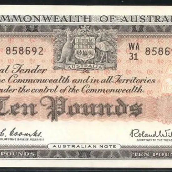 1960 £10 R62 Arthur Phillip Coombs-Wilson  EF