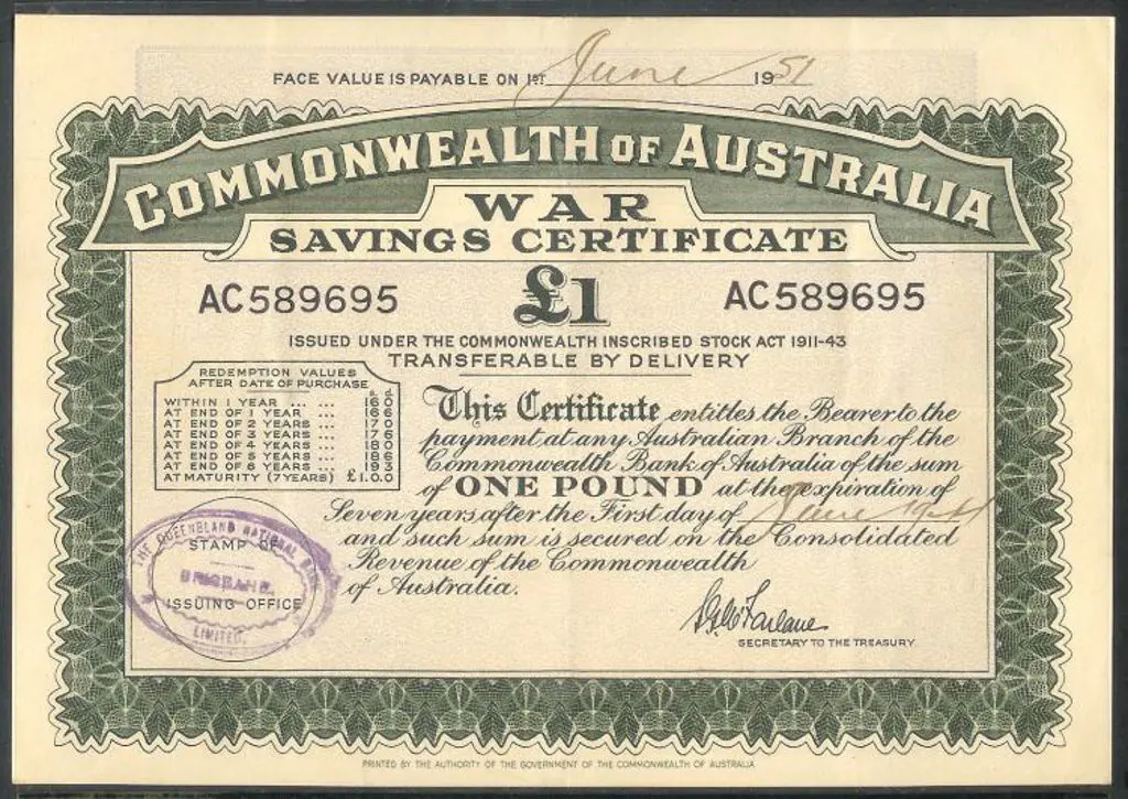 1944 issued £1 small cert for 7 years. Prefix AC ... Image 1++