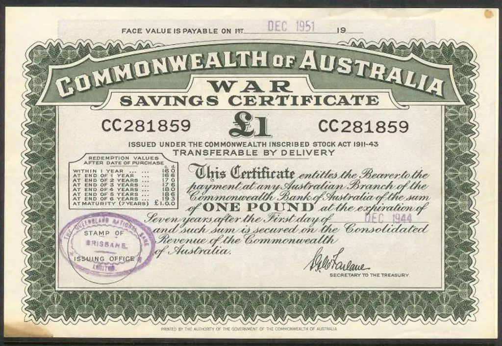 1944 issued £1 small cert for 7 years. Prefix CC ... Image 1++