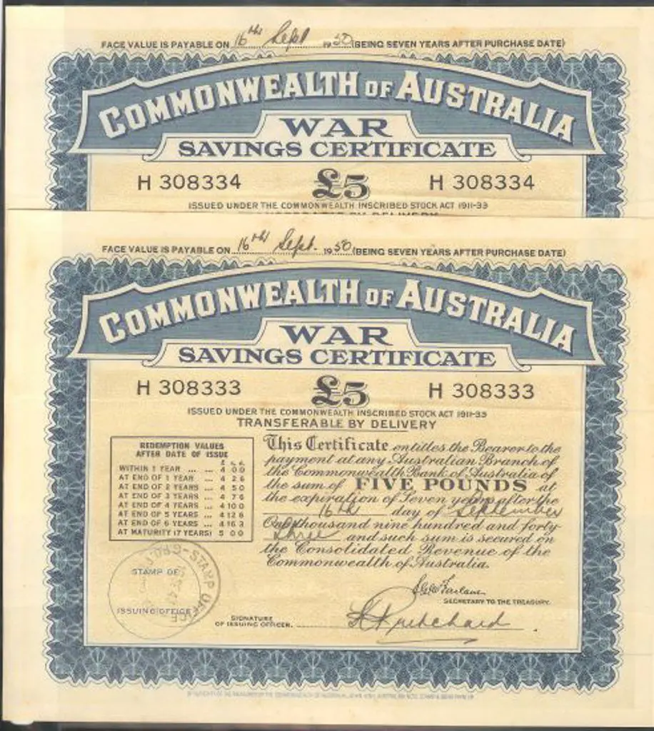 1943 issued £5 large cert for 7 years. Prefix ... Image 1++