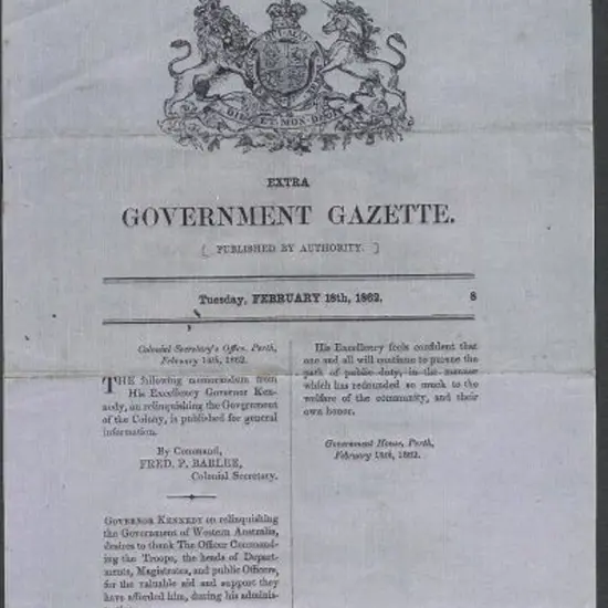 1862 Government Gazette published on Tuesday 13th ...