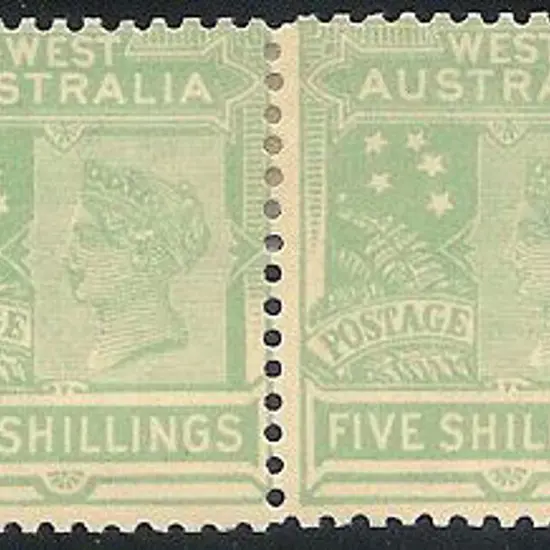 1907 5/- emerald-green QV horiz pair. Fresh MLH SG ...