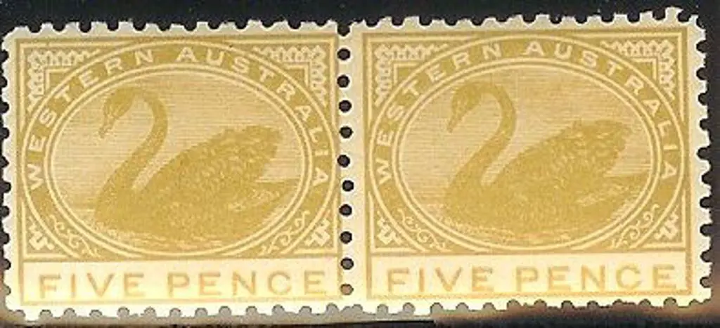 1905 5d pale olive-bistre swan horiz pair. MLH SG ... Image 1++