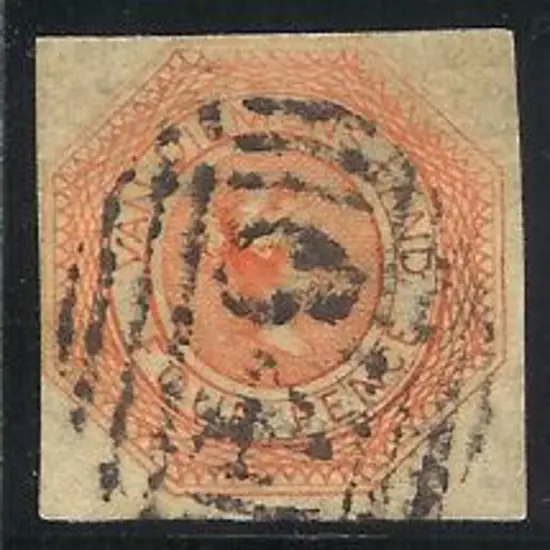 1853 4d orange-red QV, second state with neat 8 ...
