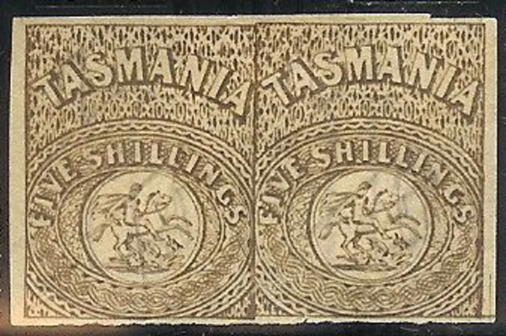 1864 5/- brown fiscal imperf pair F/U & 1880 5/- ... Image 1++