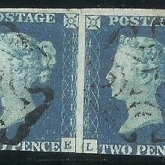 1840 2d blue horizontal pair fine used by light ...