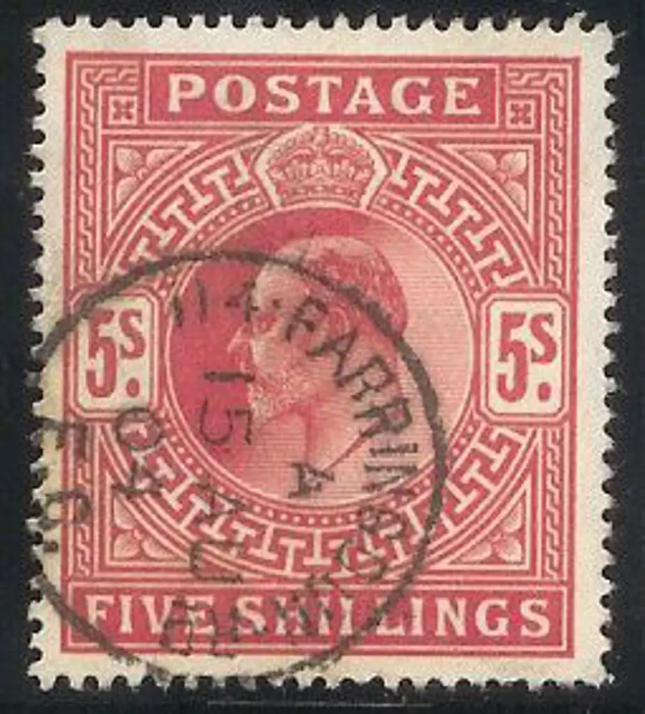 1902 5/- KEVII deep bright carmine with crisp neat ... Image 1++