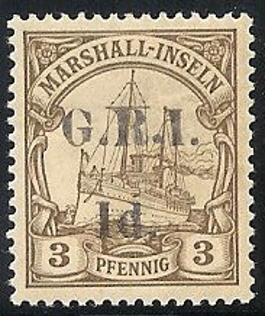 1914 GRI 1d on 3pf yacht with ''Flat top to 1 ... Image 1++