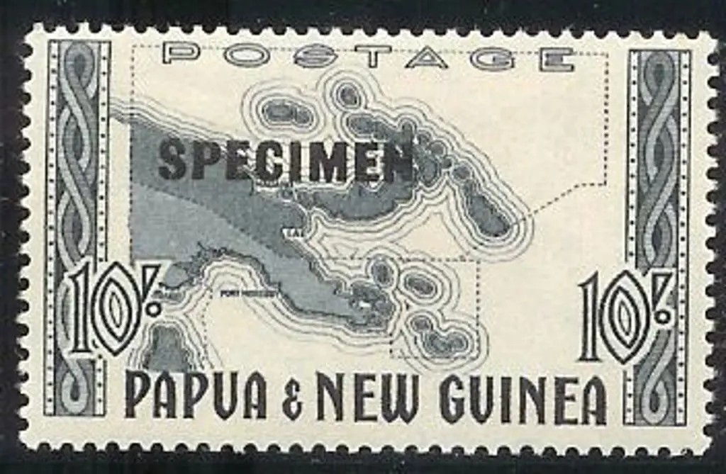 1952 10/- Map overprinted SPECIMEN. MUH. SG 14s Image 1++