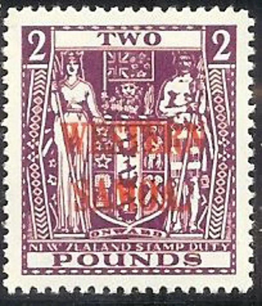 1947 £2 bright purple ovpt ''WESTERN SAMOA'' in ... Image 1++