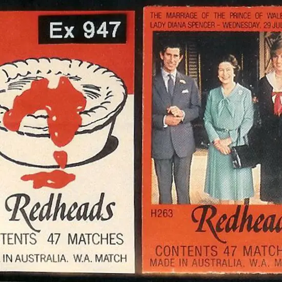 Redhead matchbox labels from the 1980's. Various ...