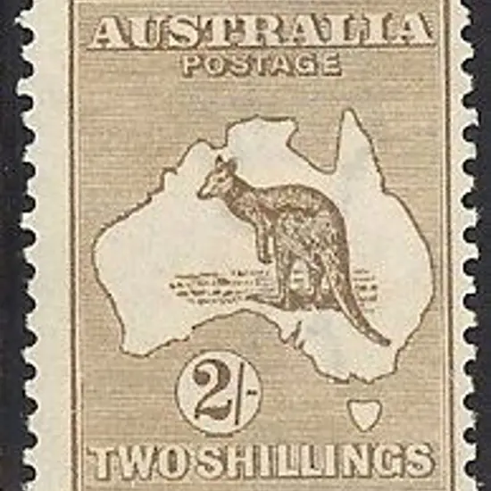 2/- brown. Centred left with short perf at top ...