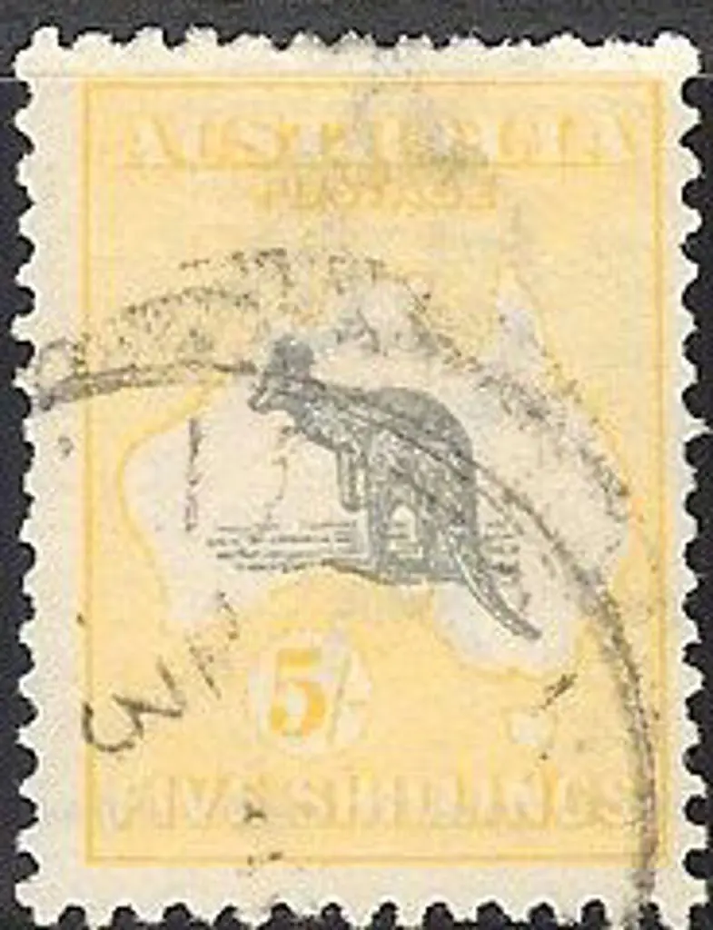 5/- grey & yellow with ''Ewe faced kangaroo'' ... Image 1++