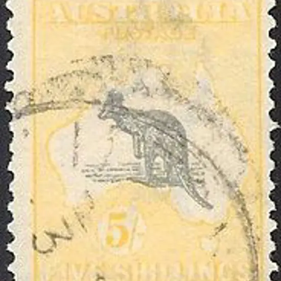 5/- grey & yellow with ''Ewe faced kangaroo'' ...