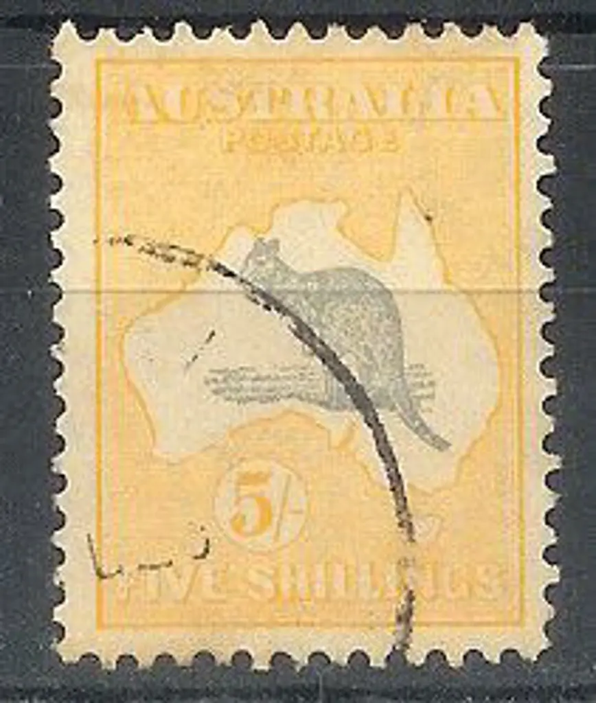 5/- grey & yellow F/U with indistinct cds SG 135 Image 1++