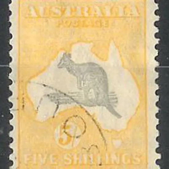 5/- grey & yellow F/U with part Melbourne cds SG ...
