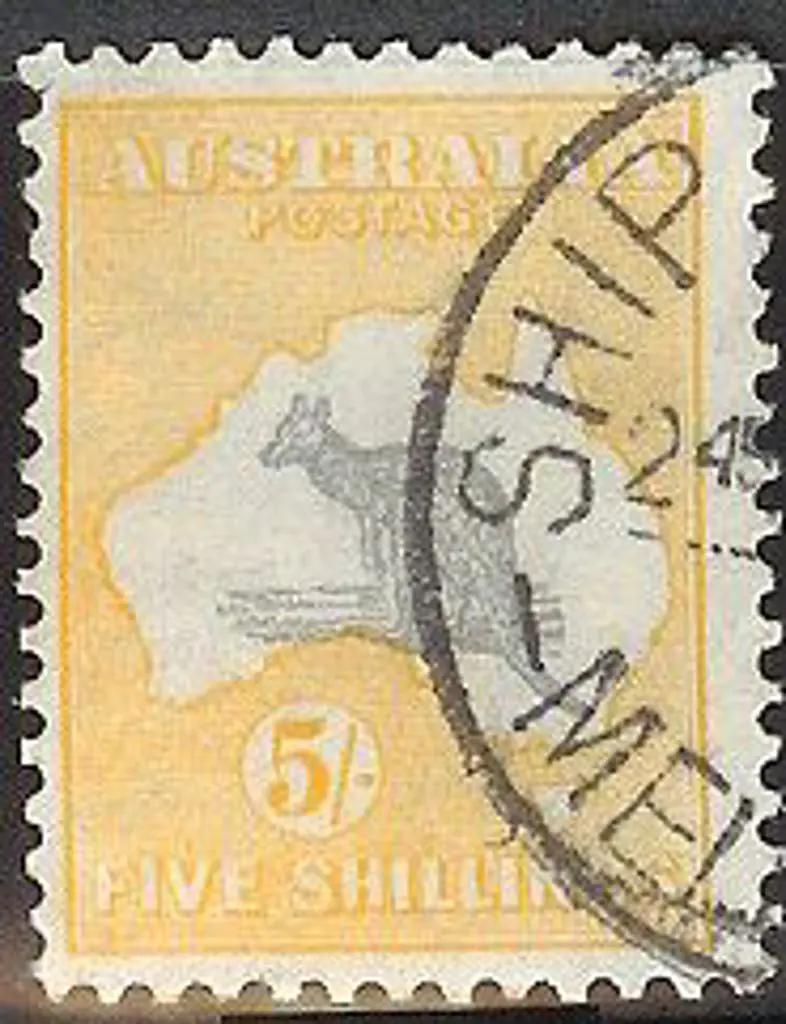 5/- grey & yellow F/U with neat part Ship Room ... Image 1++