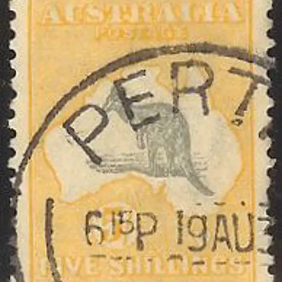 5/- grey & yellow F/U with neat upright Perth cds ...