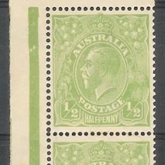 ½d yellow green marginal pair, small spot in ...
