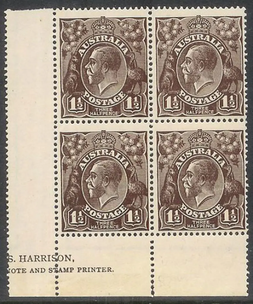 1½d black-brown part Harrison imprint block of 4 ... Image 1++
