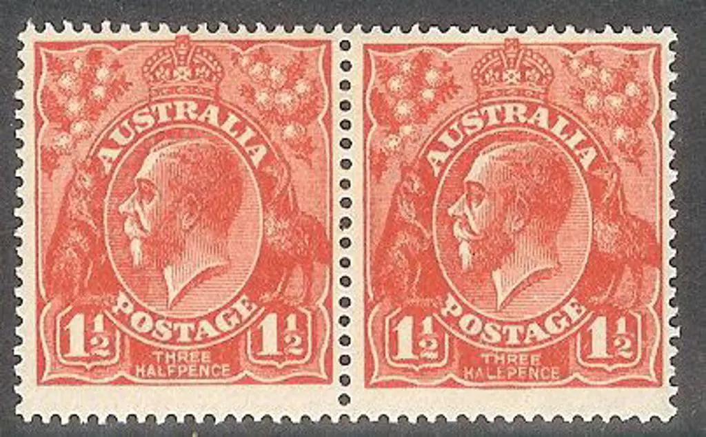 1½d scarlet pair showing ''HALEPENCE'' variety on ... Image 1++