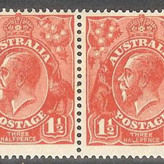 1½d scarlet pair showing ''HALEPENCE'' variety on ...