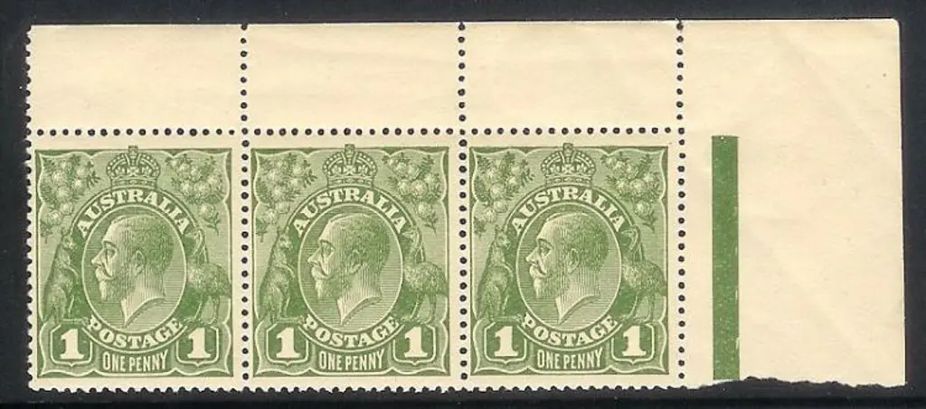 1d green marginal strip of 3 from top of sheet. ... Image 1++