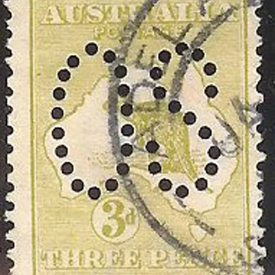 1913 3d olive kangaroo perfined large OS fine used ...