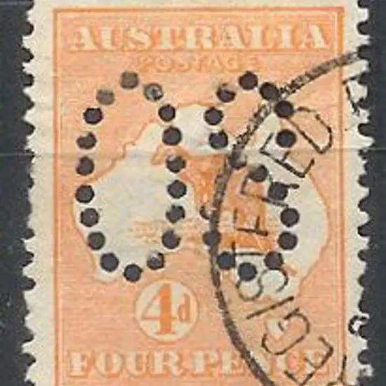 1913 4d orange kangaroo perfined large OS. F/U ...