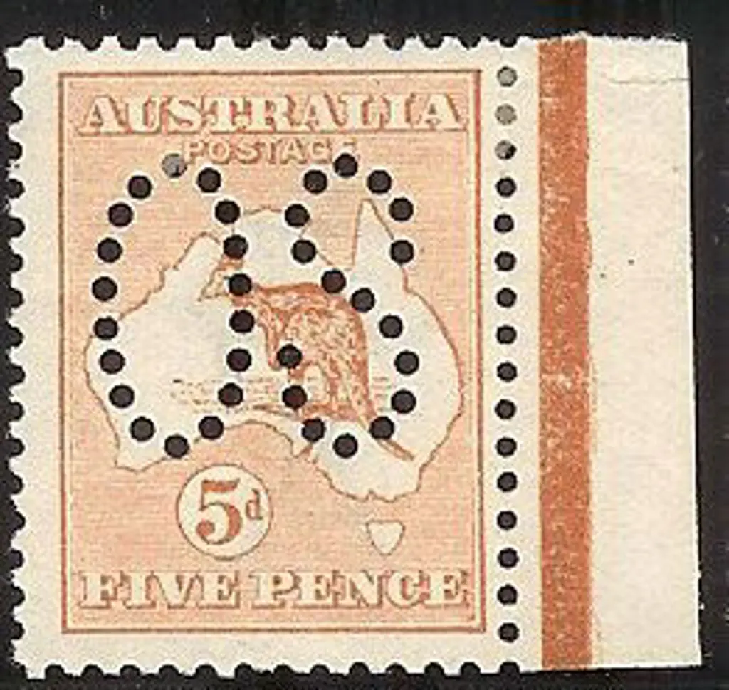 1913 5d chestnut perfined large OS. MLH with right ... Image 1++