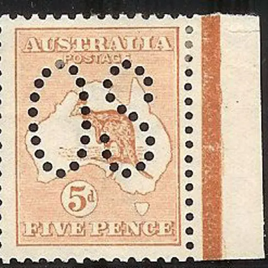 1913 5d chestnut perfined large OS. MLH with right ...