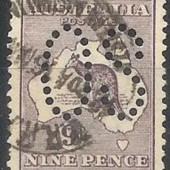 1913 9d violet kangaroo perfined large OS. Good ...