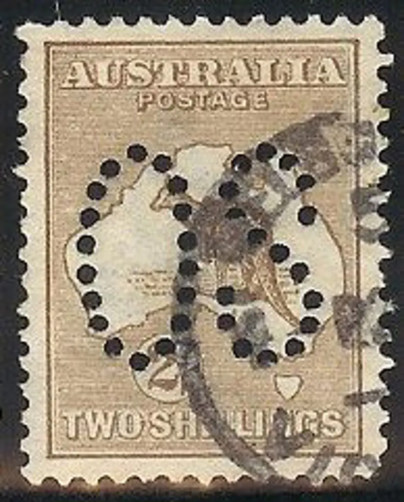 1913 2/- brown perfined large OS. Good to fine ... Image 1++