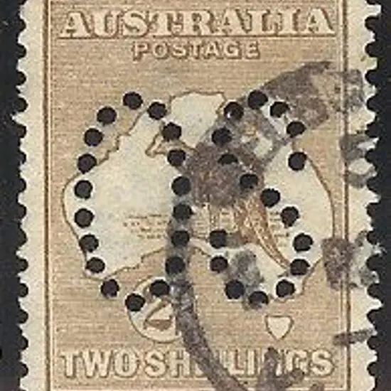 1913 2/- brown perfined large OS. Good to fine ...